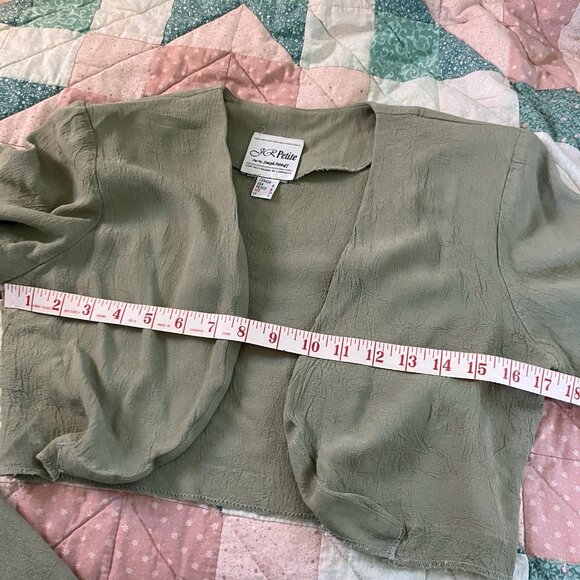 Vintage Joseph Ribkoff Romper Womens Petite Sage Green Bolero Jacket 90s - Picture 10 of 16